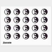 Ying en Yang Black en White Hearts Ronde Sticker (Vel)
