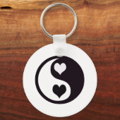 Ying en Yang Black en White Hearts Sleutelhanger (Voorkant)