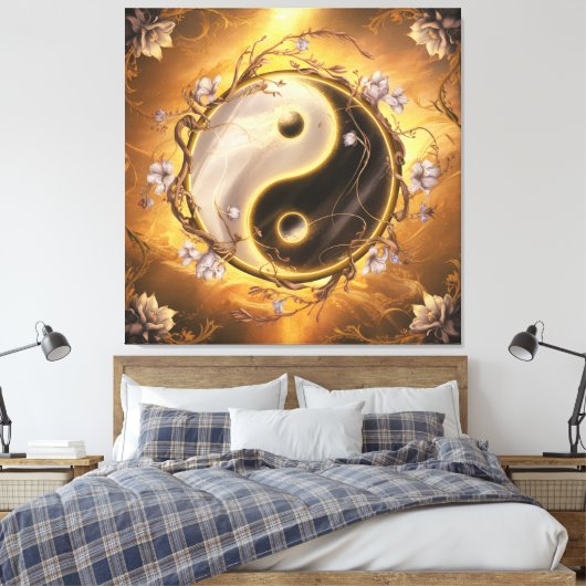 Ying en Yang Heilig Symbool Canvas Afdruk (Insitu (Slaapkamer))