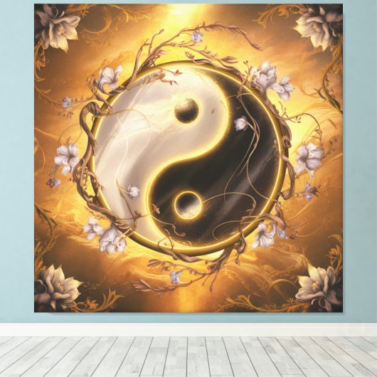 Ying en Yang Heilig Symbool Canvas Afdruk (Insitu (Houten vloer))