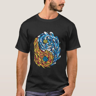 Ying en Yang vuur en water Chinese symbolen China T-shirt