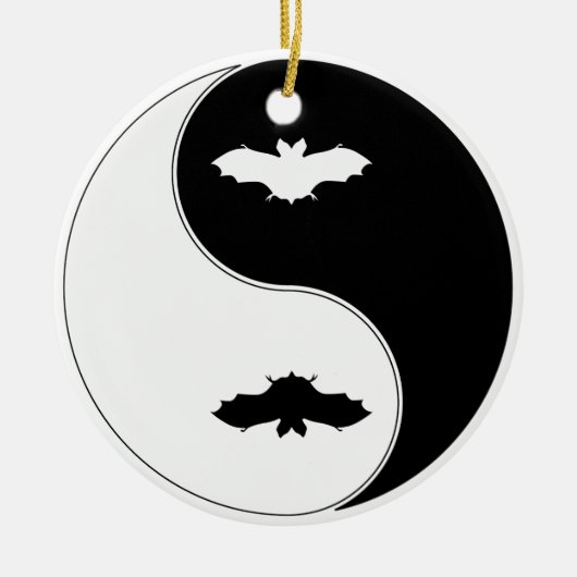 Ying Yang Bat Keramisch Ornament (Voorkant)