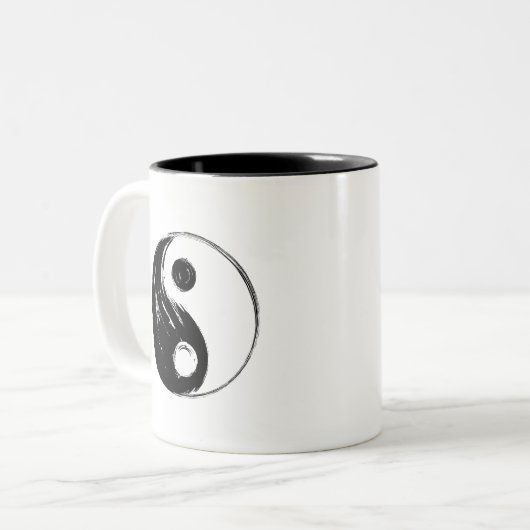 Ying Yang - Black Edition Tweekleurige Koffiemok (Voorkant links)