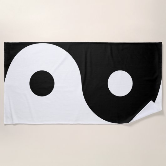 Ying Yang Black en White Beach Towel Strandlaken (Voorkant)