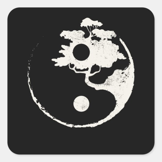 Ying Yang Bonsai Tree Enso Circle Zen Vierkante Sticker (Voorkant)