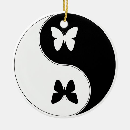 Ying Yang Butterfly Keramisch Ornament (Voorkant)