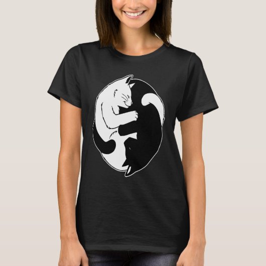 Ying Yang Cat Mannen Vrouwen T-shirt (Voorkant)