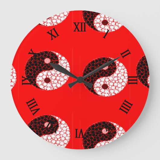Ying yang circels op rood grote klok (Voorkant)