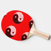 Ying yang circels op rood tafeltennisbatje (Zijkant)