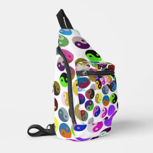 Ying Yang cirkels kleurrijk patroon Sling Bag