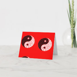 Ying yang cirkels op rood kaart