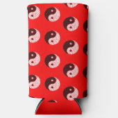 Ying yang cirkels op rood seltzer blikjeskoeler (Voorkant)
