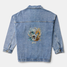 Ying yang draak hoofden 2024 denim jacket