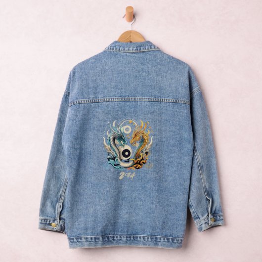 Ying yang draak hoofden 2024 denim jacket (Hangar)