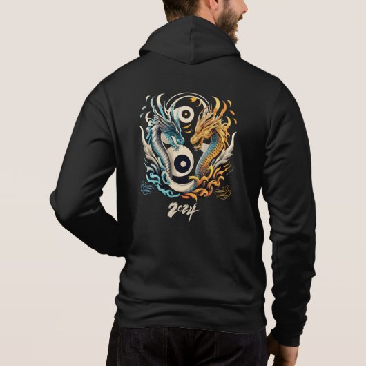 Ying yang draak hoofden 2024 hoodie (Achterkant)