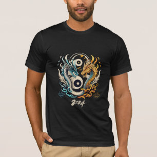 Ying yang draak hoofden 2024 t-shirt