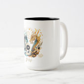 Ying yang draak hoofden 2024 tweekleurige koffiemok (Voorkant rechts)