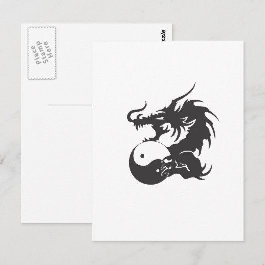Ying Yang Dragon Briefkaart (Voorkant / Achterkant)