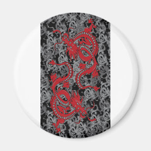Ying Yang Dragon oin Red - Chinees nieuwjaar Magneet