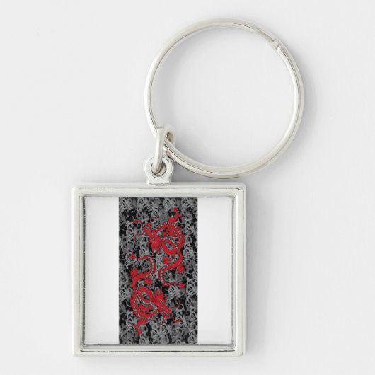 Ying Yang Dragon oin Red - Chinees nieuwjaar Sleutelhanger (Voorkant)