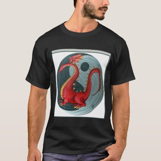 Ying-Yang Dragon op Mannen t-shirt (Voorkant)