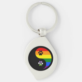 Ying Yang Genderqueer Metal Keychain