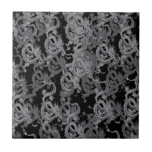 Ying Yang Gray Dragons Tegeltje