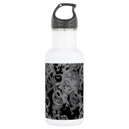 Ying Yang Gray Dragons Waterfles (Voorkant)