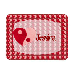 Ying Yang Heart (rood/roze) Magneet