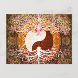 Ying Yang Heart Tree of Life Briefkaart
