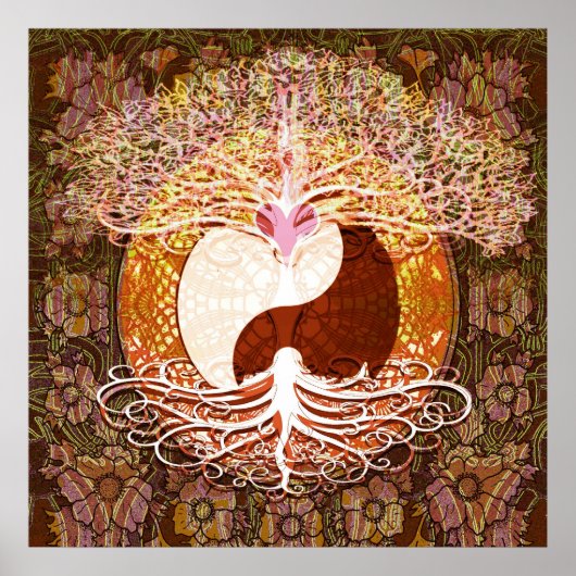 Ying Yang Heart Tree of Life Poster (Voorkant)