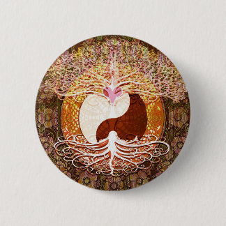 Ying Yang Heart Tree of Life Ronde Button 5,7 Cm