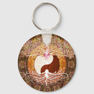 Ying Yang Heart Tree of Life Sleutelhanger