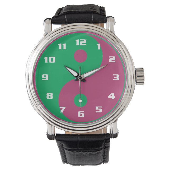 Ying Yang in Levendige Kleuren Horloge (Voorkant)