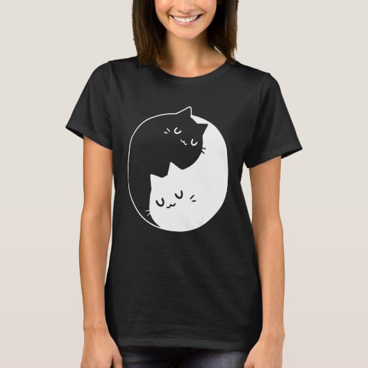 Ying Yang Katten Kat T-Shirt Tee (Voorkant)