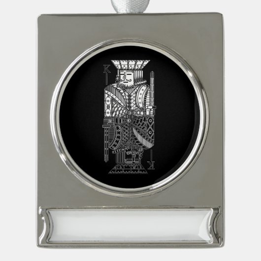 Ying Yang King Verzilverd Banner Ornament (Voorkant)