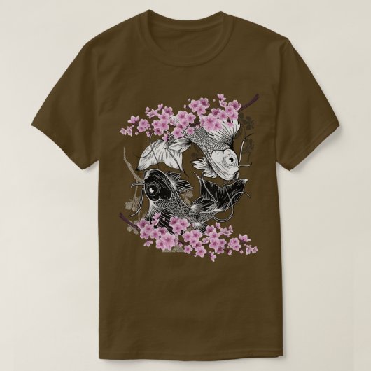 Ying Yang Koi Fish Sakura Cherry Blossom Floral Sp T-shirt (Design voorkant)