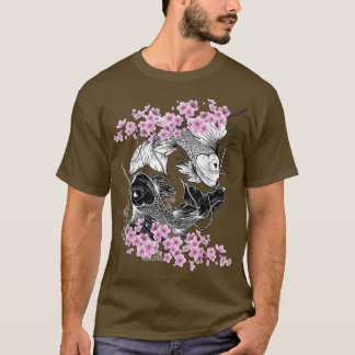 Ying Yang Koi Fish Sakura Cherry Blossom Floral Sp T-shirt