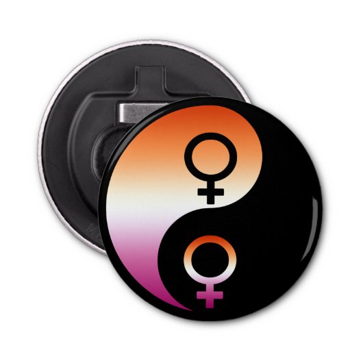 Ying Yang | Lesbian Pride  Button Flesopener (Voorkant)