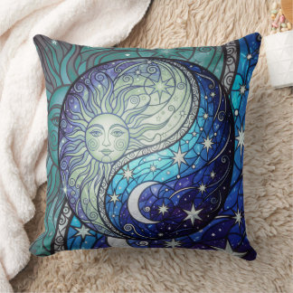 ying yang moon and sun throw pillow kussen