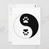Ying Yang Paw Print Briefkaart (Voorkant / Achterkant)