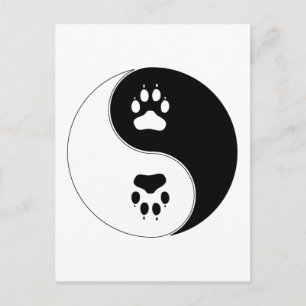 Ying Yang Paw Print Briefkaart