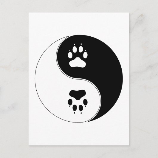 Ying Yang Paw Print Briefkaart (Voorkant)