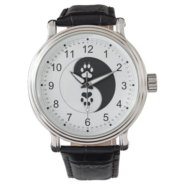 Ying Yang Paw Print Horloge (Voorkant)