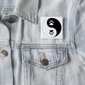 Ying Yang Paw Print Vierkante Button 5,1 Cm (In situ)