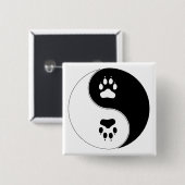 Ying Yang Paw Print Vierkante Button 5,1 Cm (Voorkant /achterkant)