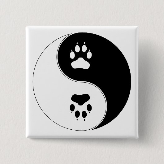 Ying Yang Paw Print Vierkante Button 5,1 Cm (Voorkant)