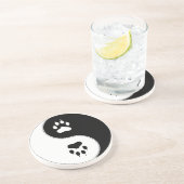 Ying Yang Paw Print Zandsteen Onderzetter (Zijkant)