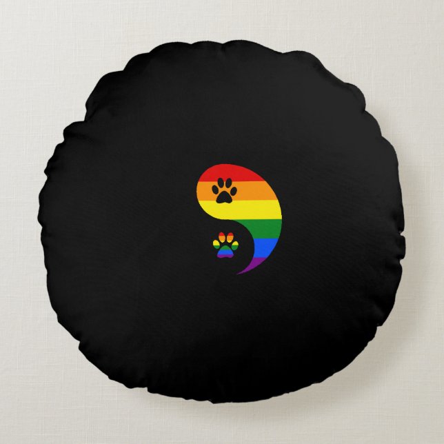 Ying Yang Pride Rond Kussen (Voorkant)