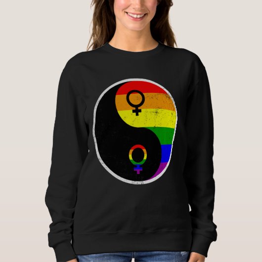 Ying Yang Rainbow Gay Lgbt Pride Support Trui (Voorkant)